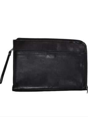 Piel Full-Grain Brown Leather Zippered Laptop Slipcase/Portfolio.